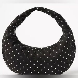LOFT Black Velvet Sparkle Hobo Bag (Medium Size Bag)